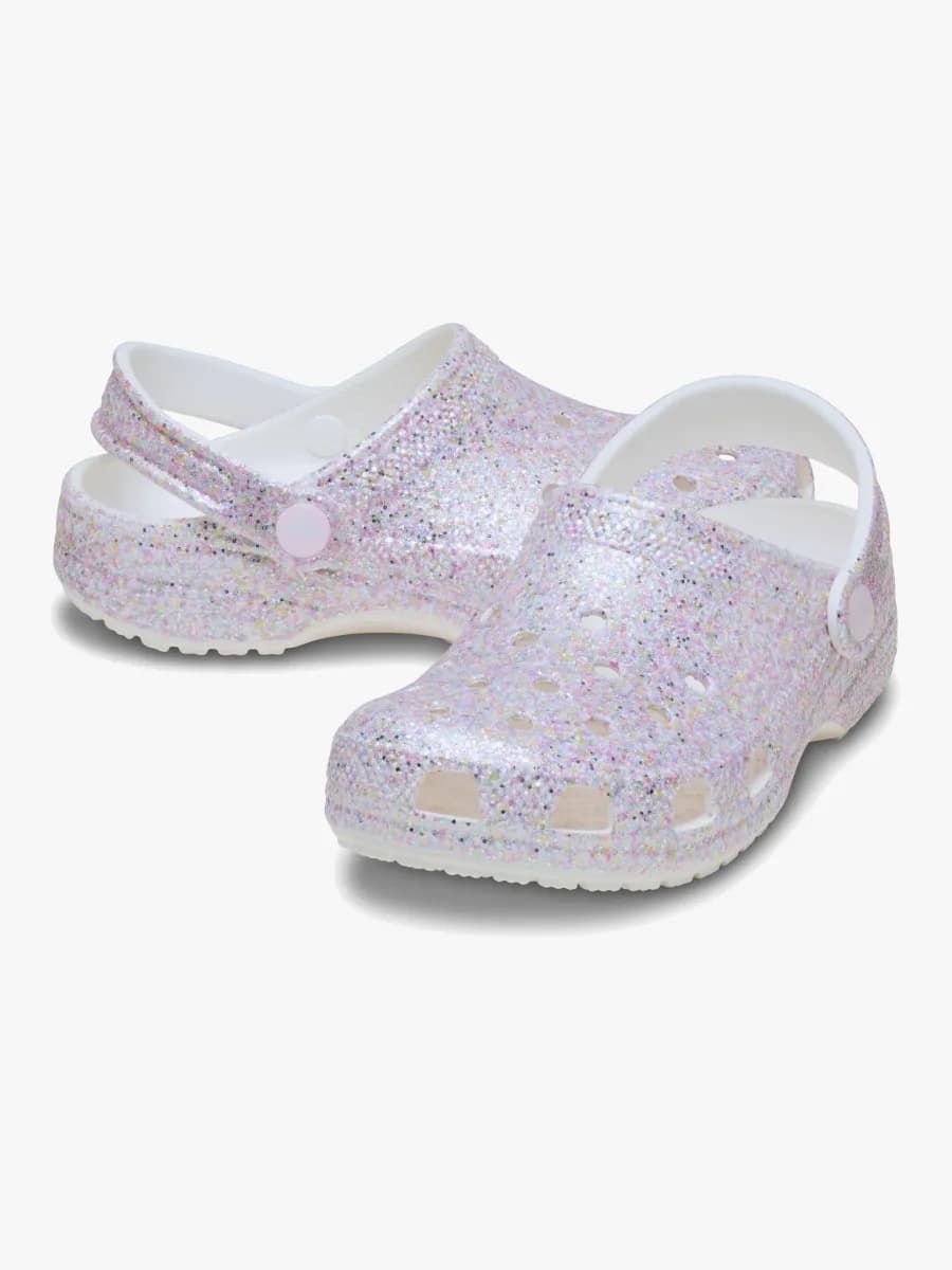 Crocs Classic Fantasy Glitter Tofflor, Vit, 29-30