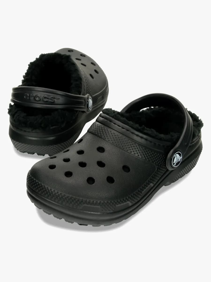 Crocs Classic Fodrade Tofflor, Svart, 19-20