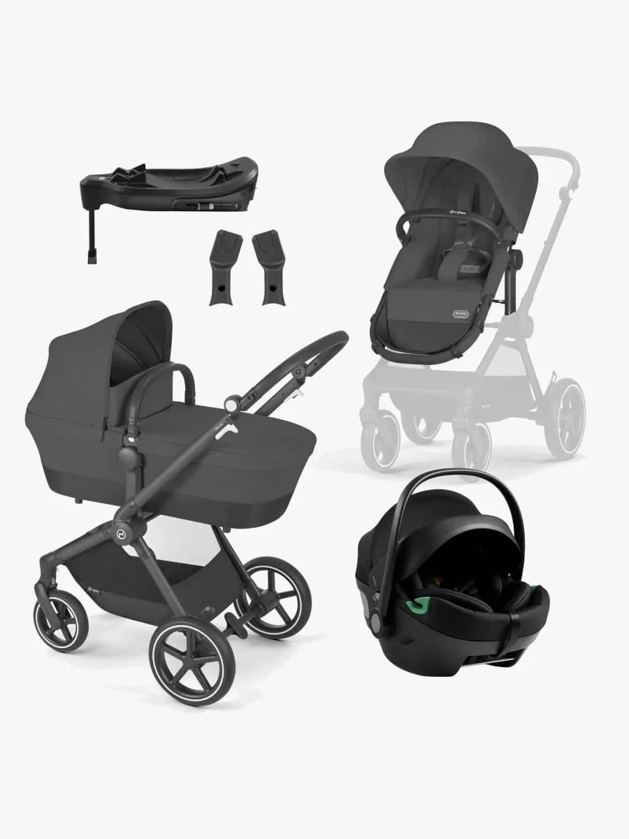 Cybex EOS Lux Duovagn inkl. Axkid GOKID Babyskydd &  Bas, Moon Black