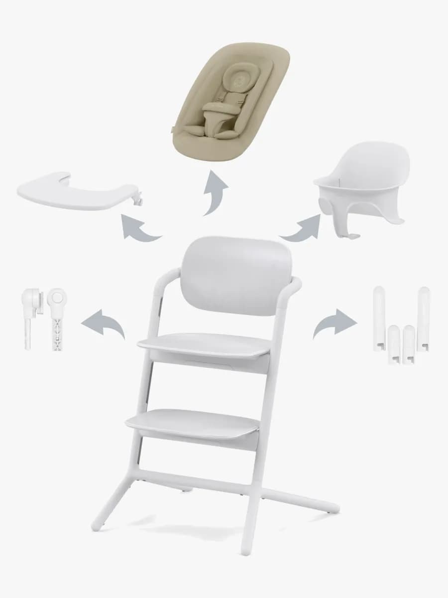 Cybex Lemo 4-in-1 Matstol Inkl. Babysitter, Babyset Och Bricka (All White)