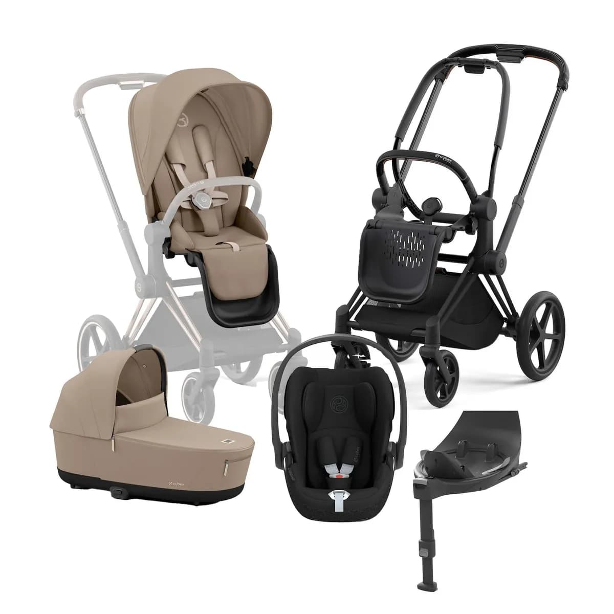 Cybex Priam Duovagn inkl. Cloud T &  Bas, Cozy Beige/Matt Black