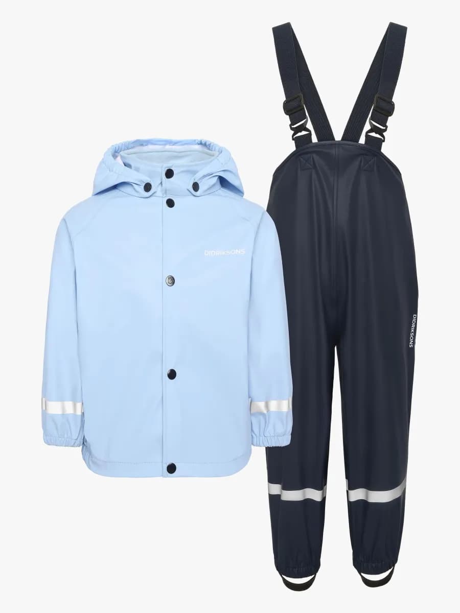 Didriksons Slaskeman Regnställ, Light Sea Blue, 80