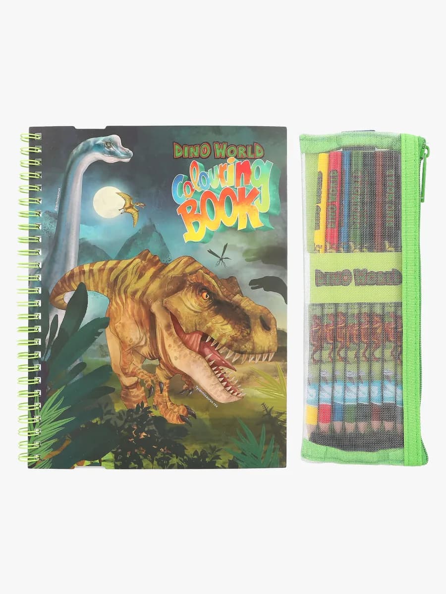 Dino World Målarbok med Färgpennor