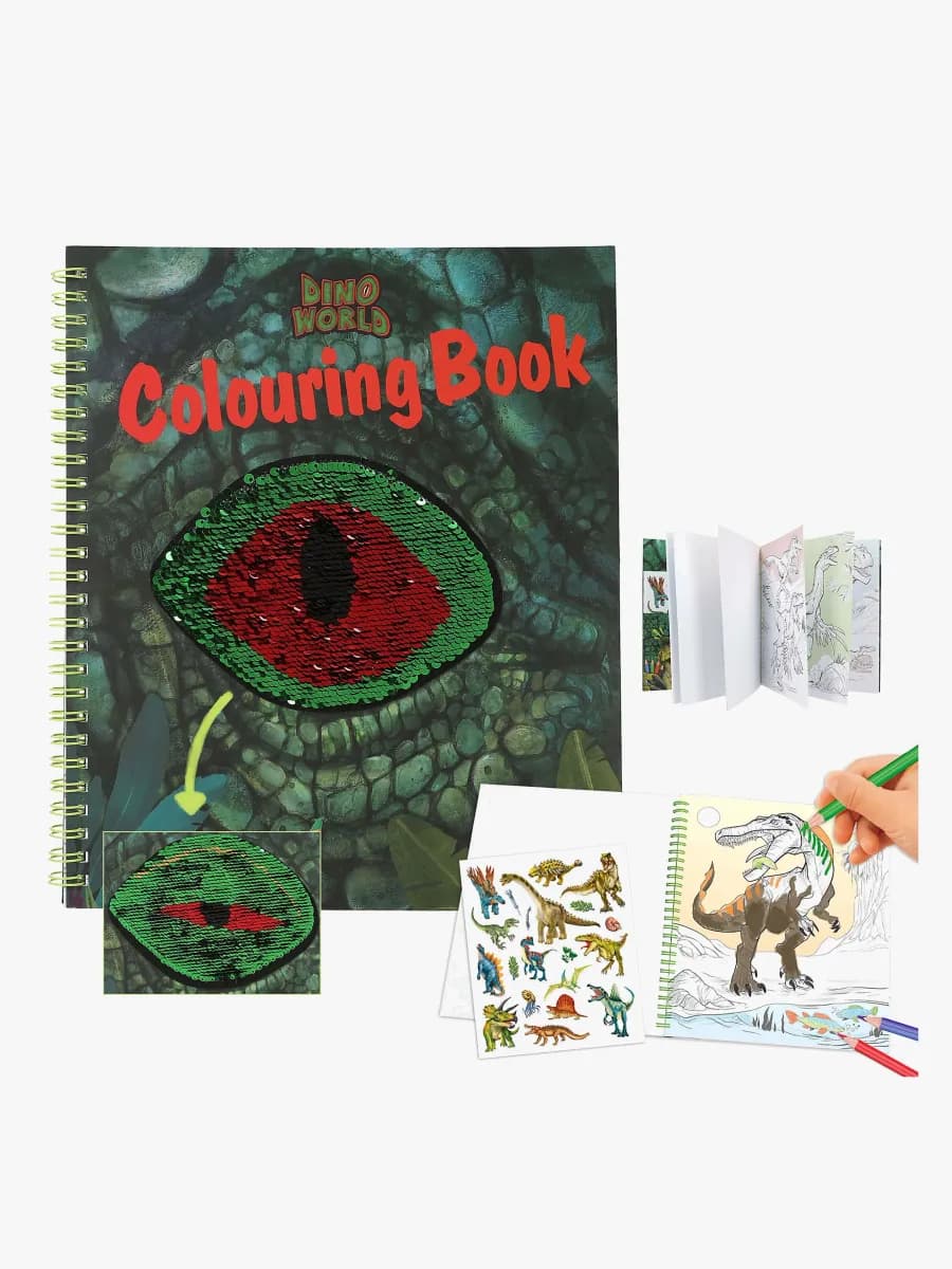 Dino World Målarbok med Paljettöga