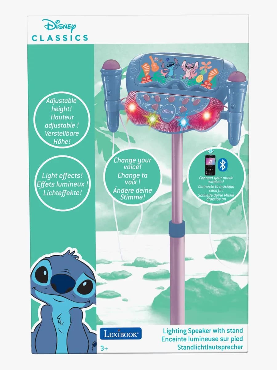 Disney Lilo and Stitch Justerbart Karaoke Stativ med 2 Mikrofoner