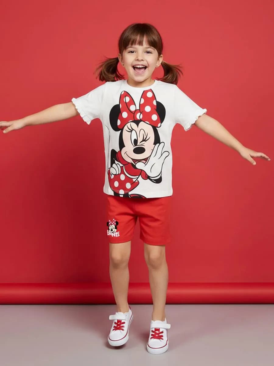Disney Mimmi Pigg T-shirt &  Shorts Set, Vit, 116-122