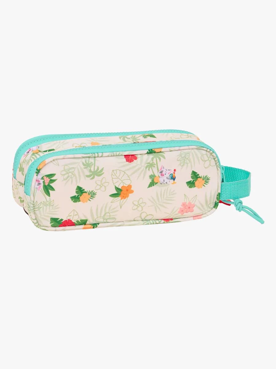 Disney Vaiana Dubbelpennfodral, Beige/Turkos