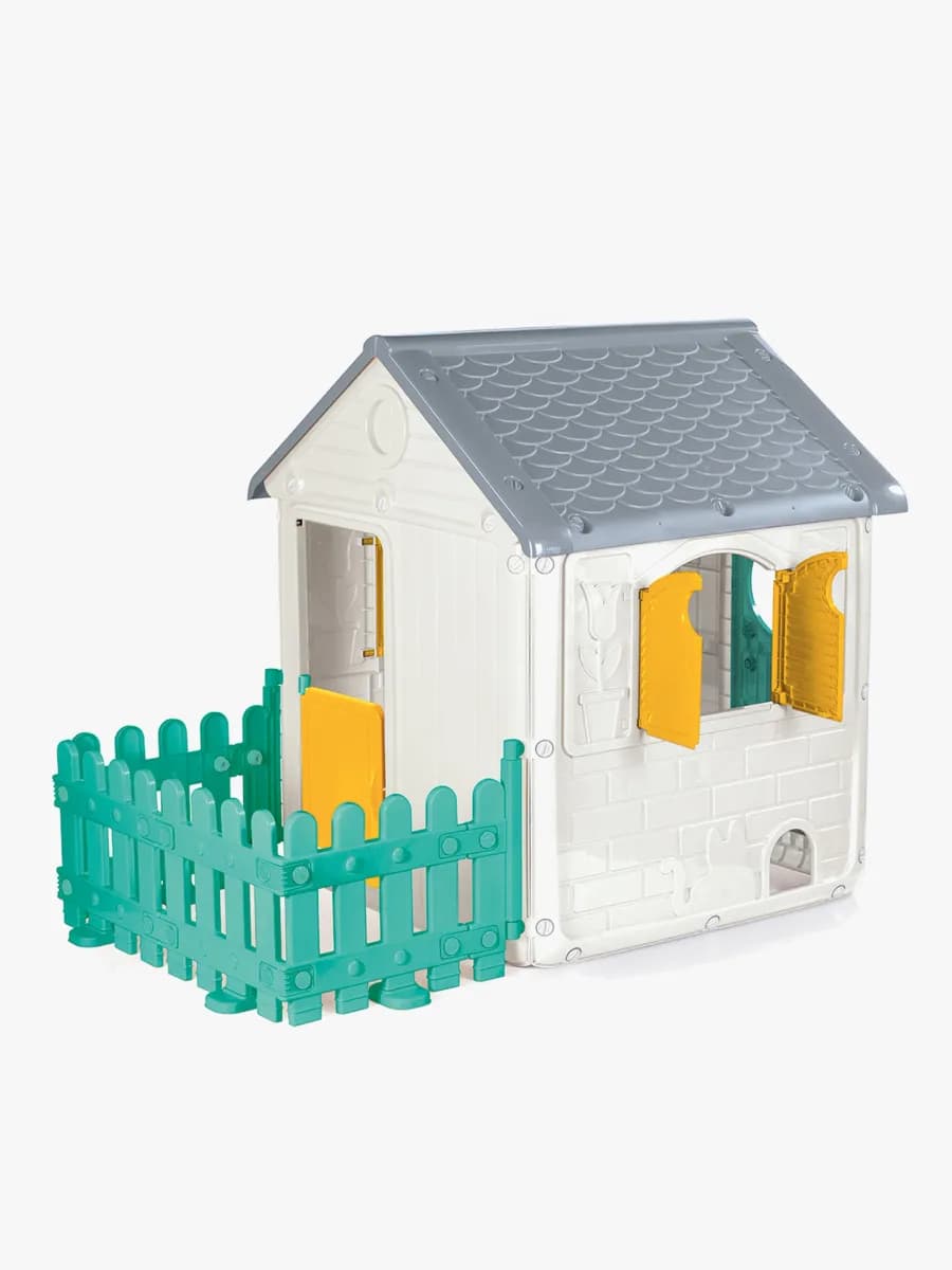 DOLU My First House Lekstuga med Staket, Vit/Blå