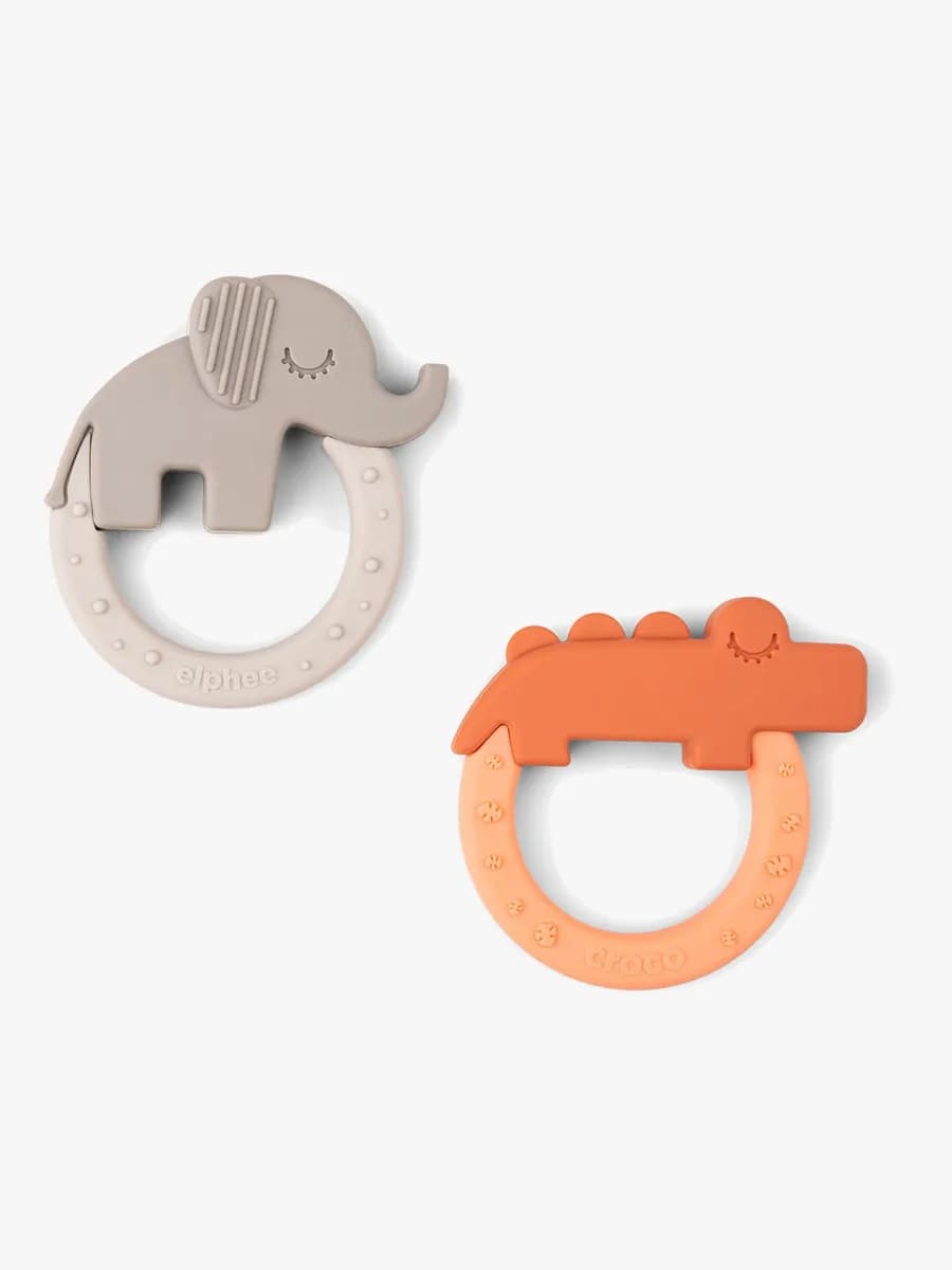 Done By Deer Deer Friends Bitringar 2-pack, Papaya/Sand