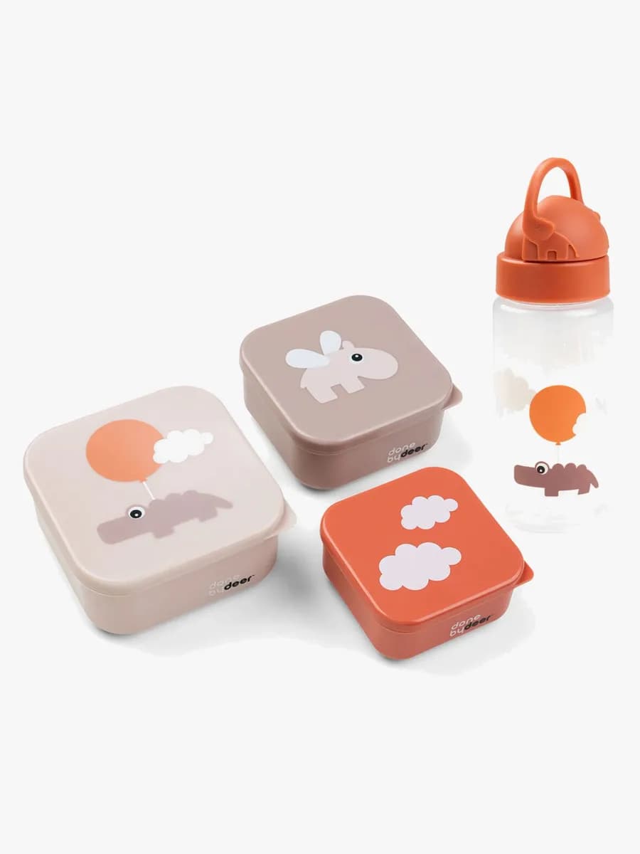 Done By Deer Happy Clouds SnackBox &  Flaska, Powder/Papaya