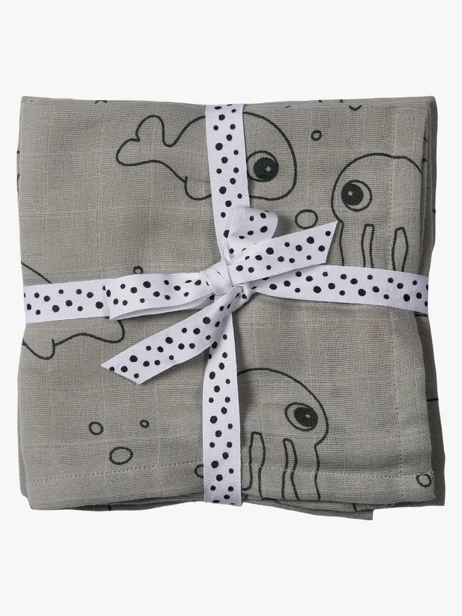 Done By Deer Swaddler Sea Friends 120x120 2-pack, Grey
