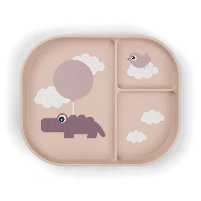 Done By Deer Tallrik med fack Foodie Happy Clouds (Powder)