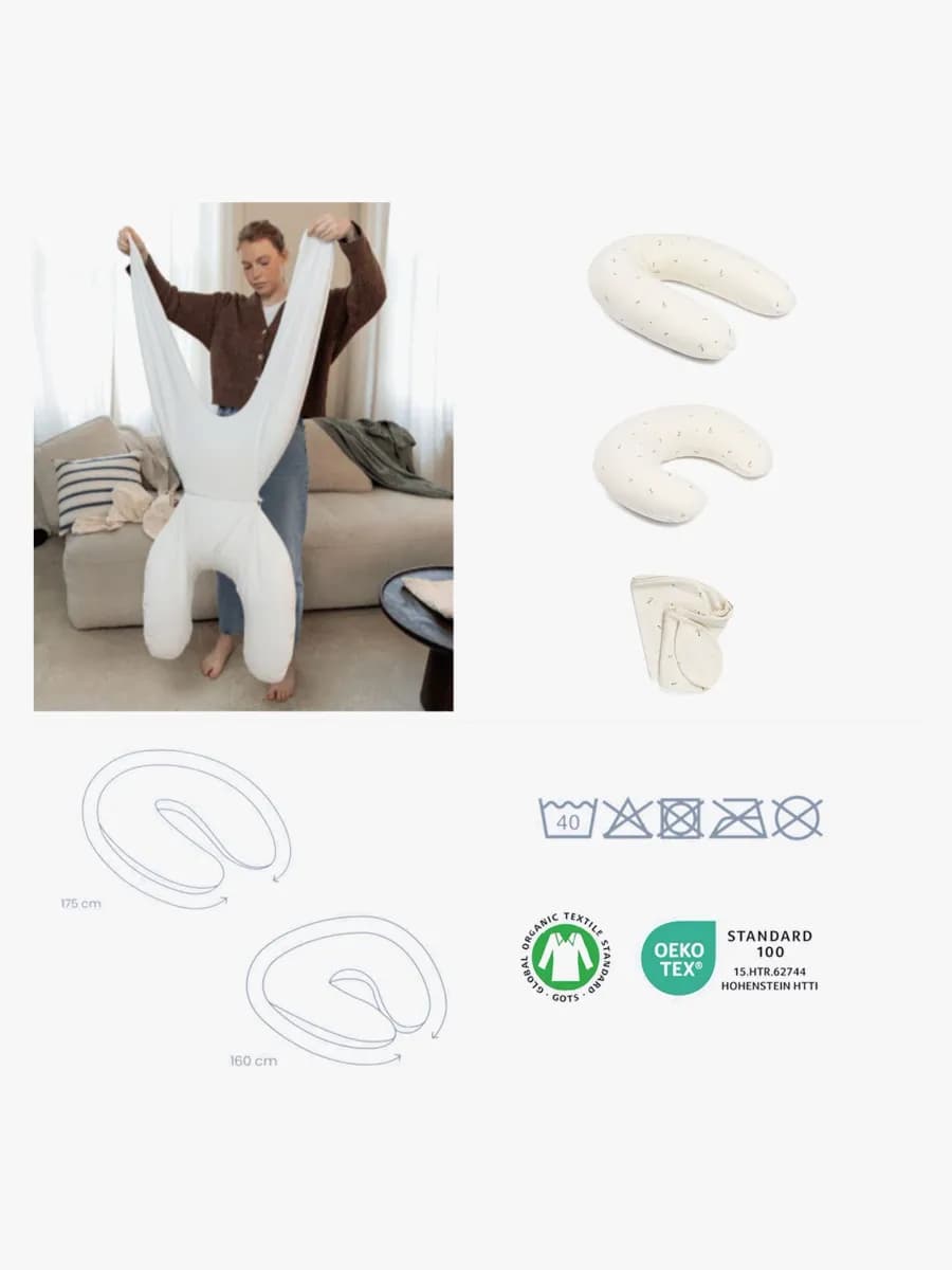 Doomoo  Amnings- &  Gravidkudde 2-i-1, Quilt Creme Blomma