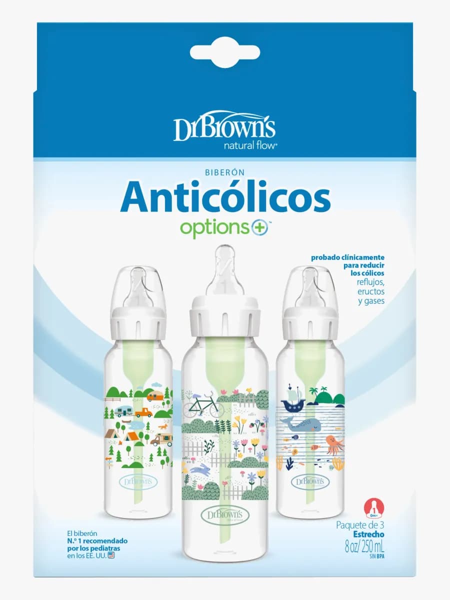 Dr. Brown NarrowNeck Options+ Nappflaskor 250 ml 3-Pack, Landscape