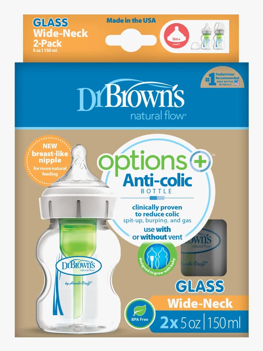Dr. Brown's Option+ Bred Hals Glas 150 ml 2-pack