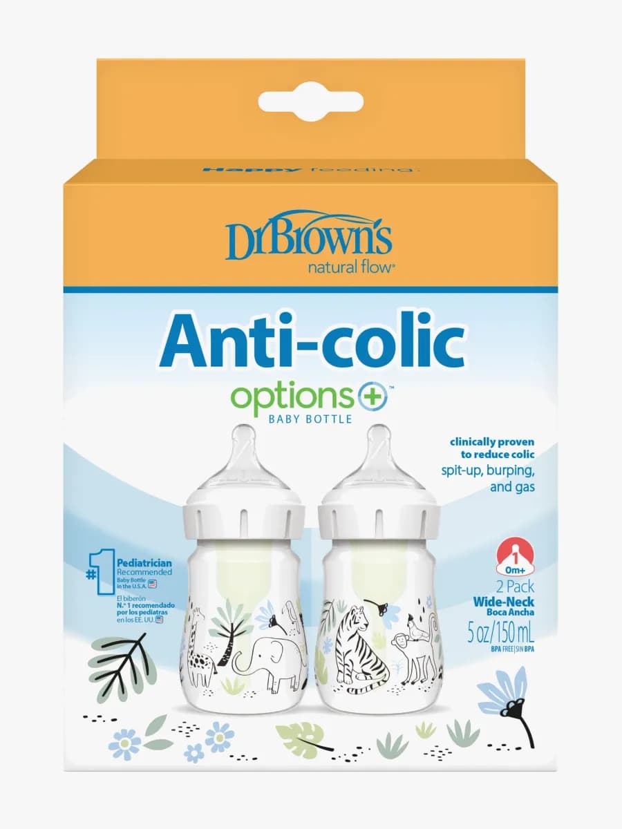 Dr. Brown WideNeck Options+ Nappflaskor 150 ml 2-Pack, Jungle
