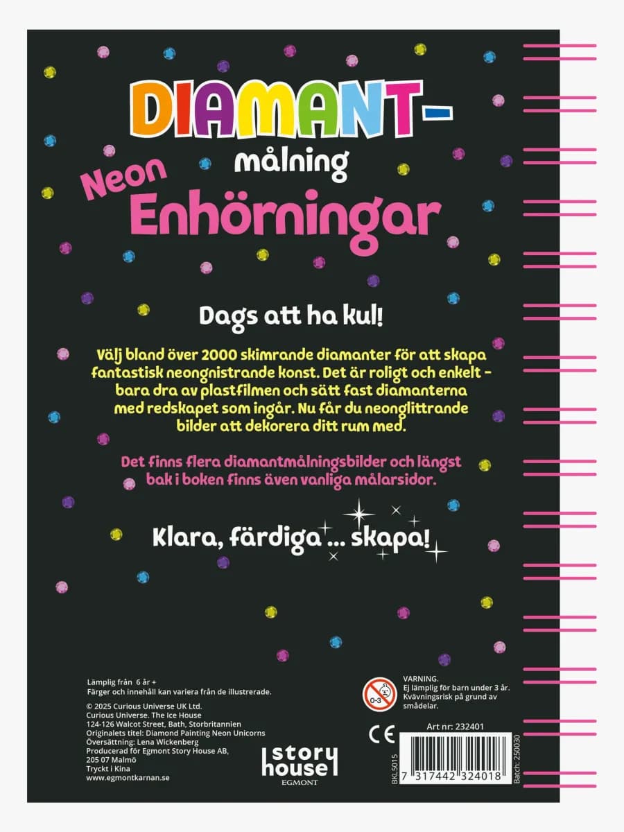 Egmont Kärnan Diamantmålning Neon Enhörningar Pysselbok