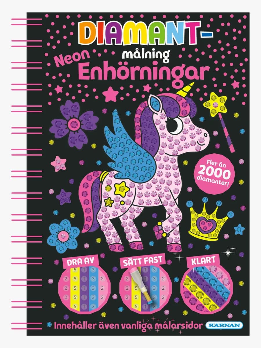 Egmont Kärnan Diamantmålning Neon Enhörningar Pysselbok