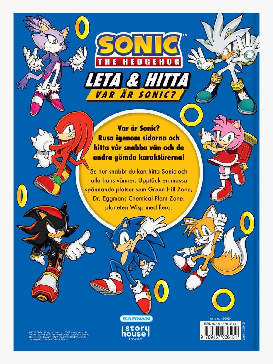 Egmont Kärnan Sonic The Hedgehog Barnbok Leta &  Hitta