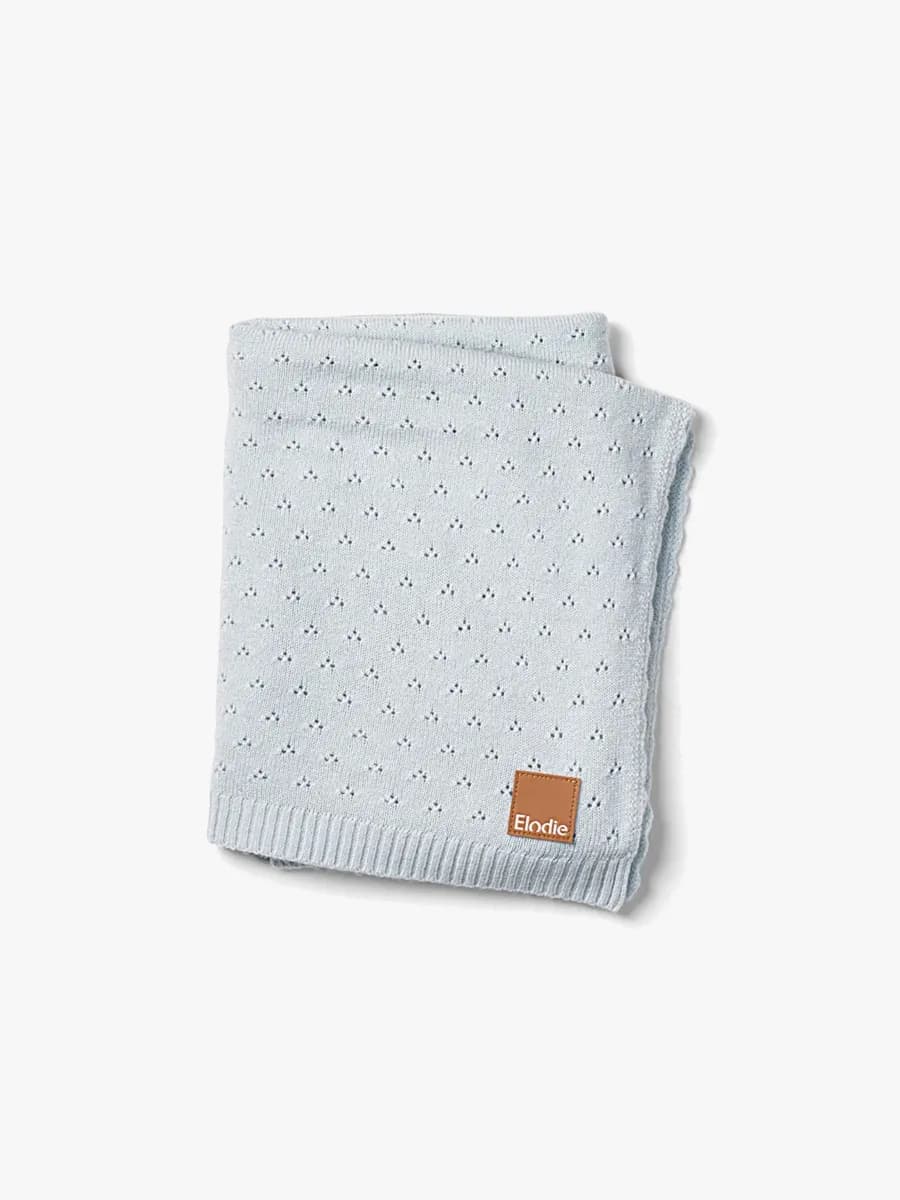 Elodie  Pointelle-stickad Filt 100x75, Bermuda Blue
