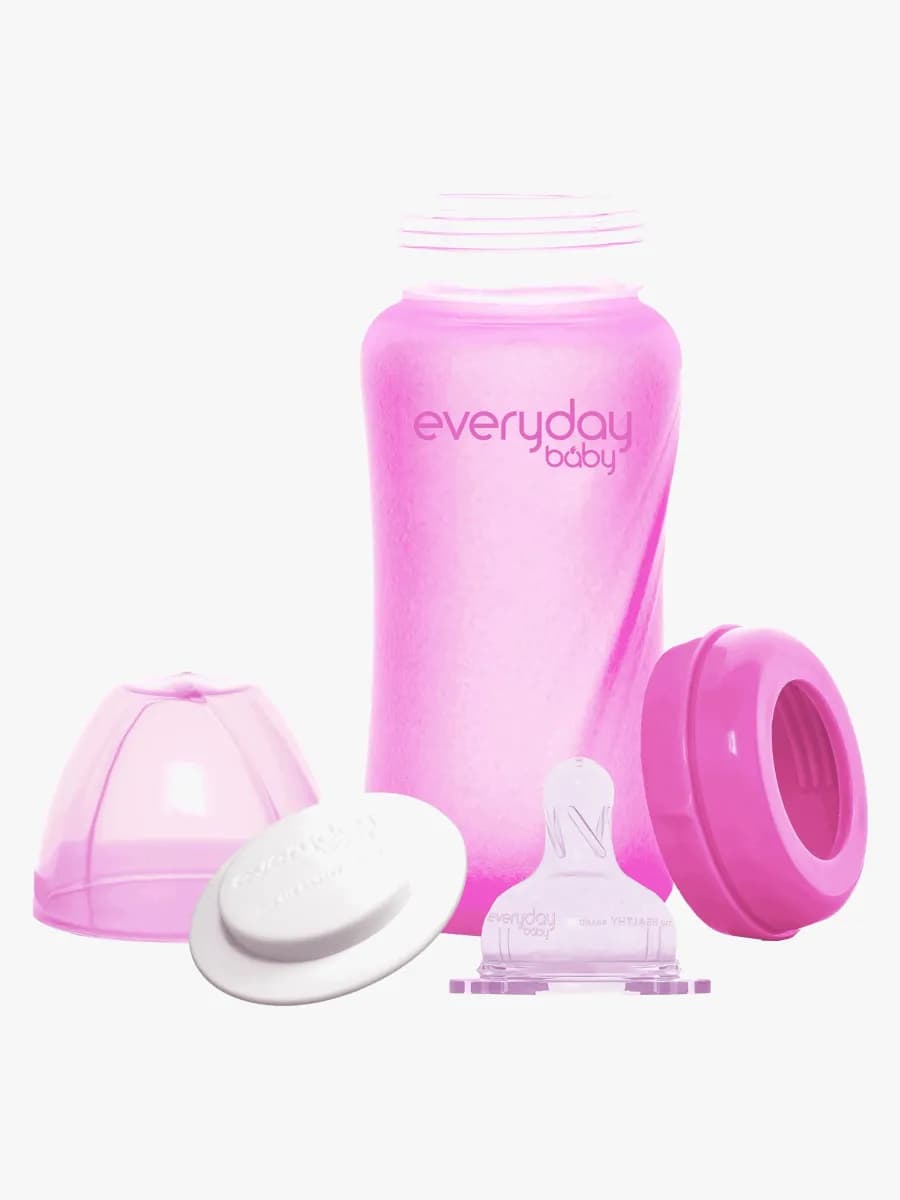 Everyday Baby Värmeindikerande Nappflaska Glas 240 ml, Cerise