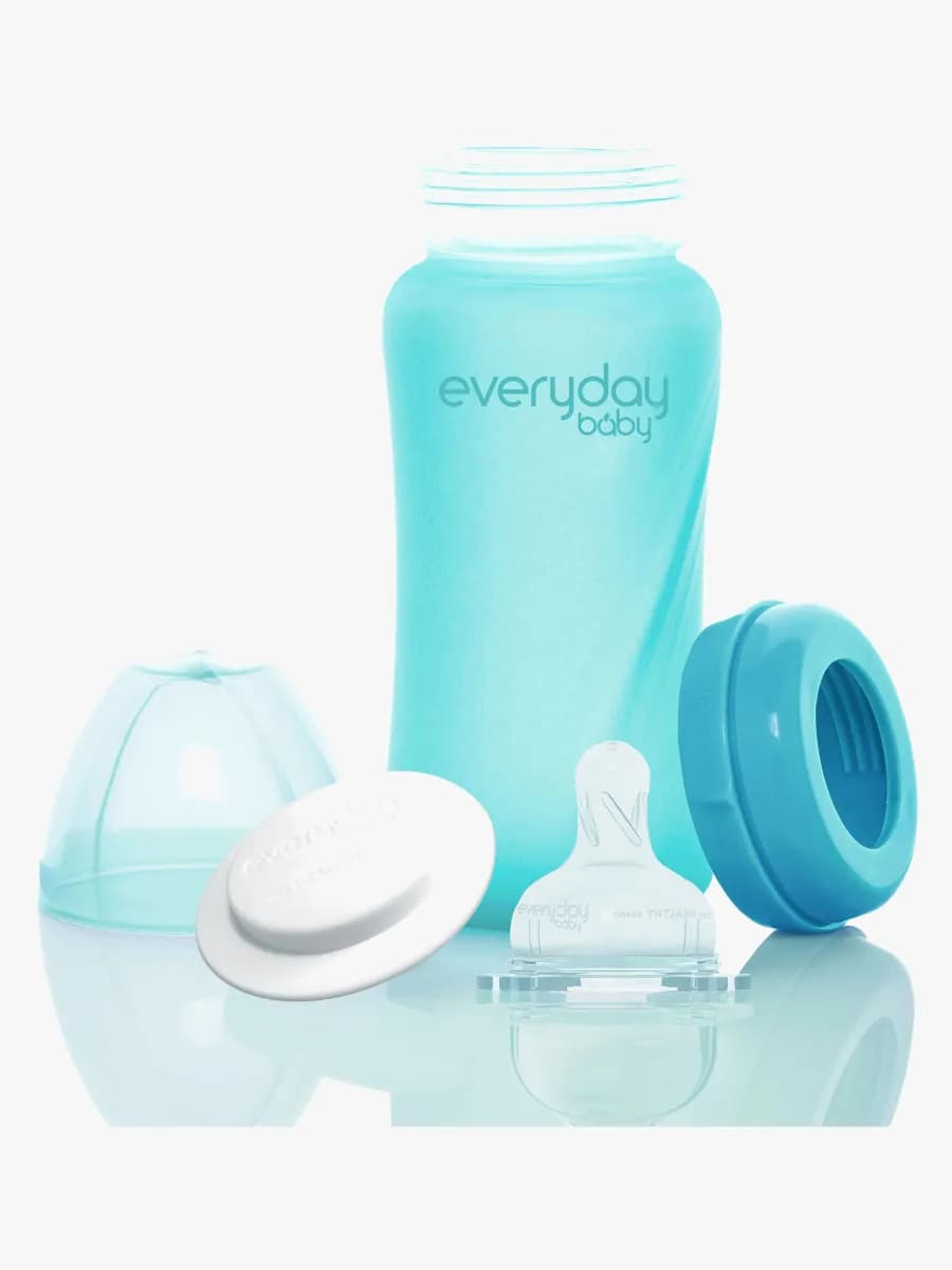 Everyday Baby Värmeindikerande Nappflaska Glas 240 ml, Turkos