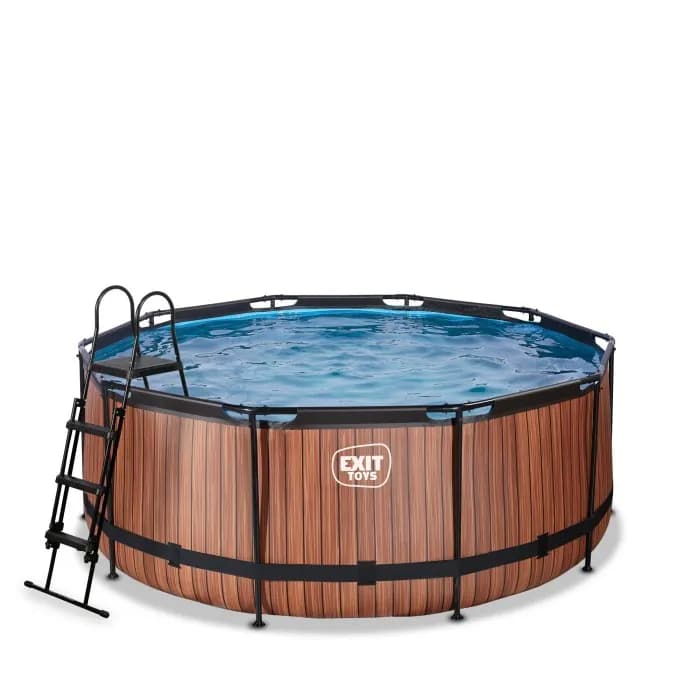 EXIT Wood pool 360x122cm med sandfilterpump (Brun)