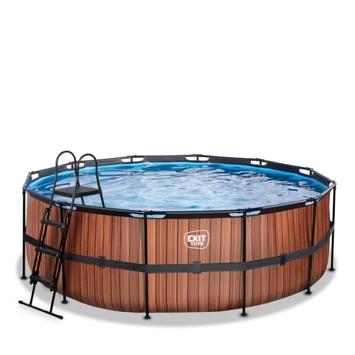 EXIT Wood pool 427x122cm med sandfilterpump (Brun)