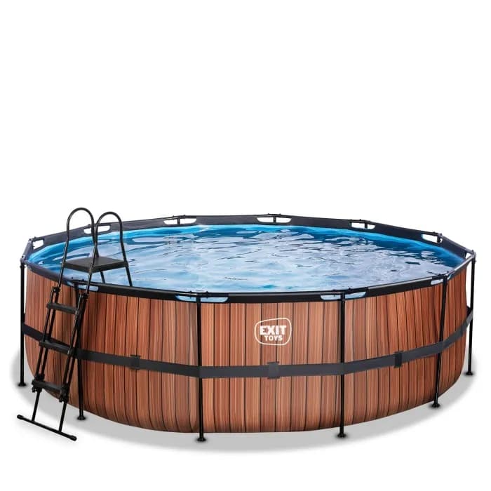 EXIT Wood pool 450x122cm med sandfilterpump (Brun)