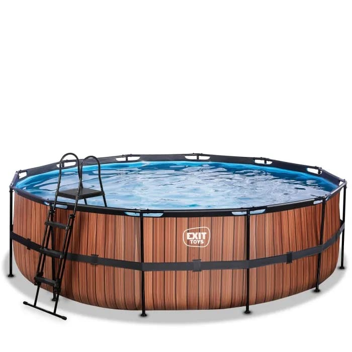 EXIT Wood pool 488x122cm med sandfilterpump (Brun)