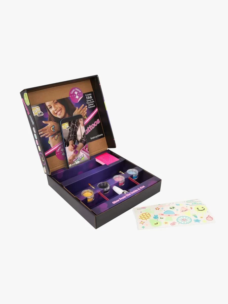 FAB LAB Glow In The Dark Glitter Tatueringsset