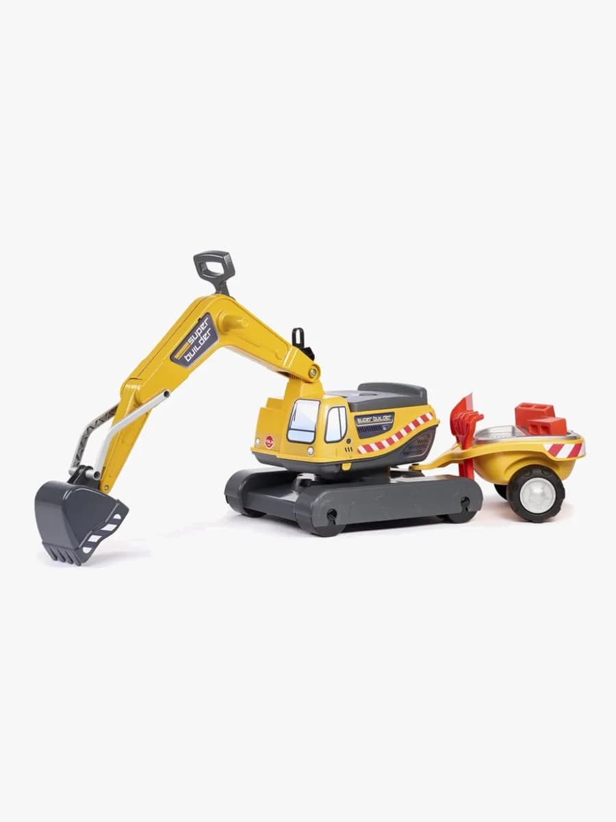 Falk Ride-on Grävmaskin Super Builder inkl. Släp, Gul