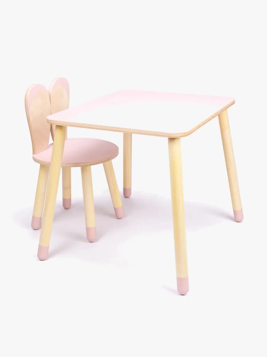 Family-SCL Kanin Bord &  Stol Set, Rosa