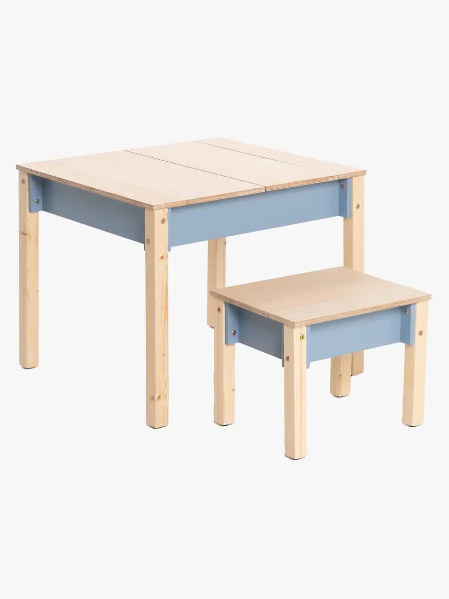 Family-scl Smart Förvaring Bord med Stol, Dusty Blue, Förvaring Barnrum