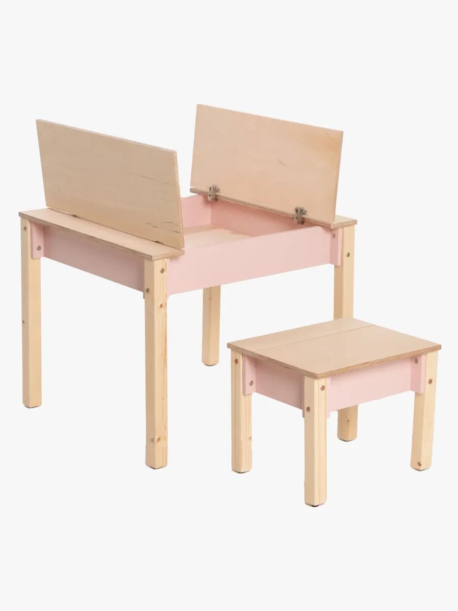 Family-scl Smart Förvaring Bord med Stol, Rosa, Förvaring Barnrum