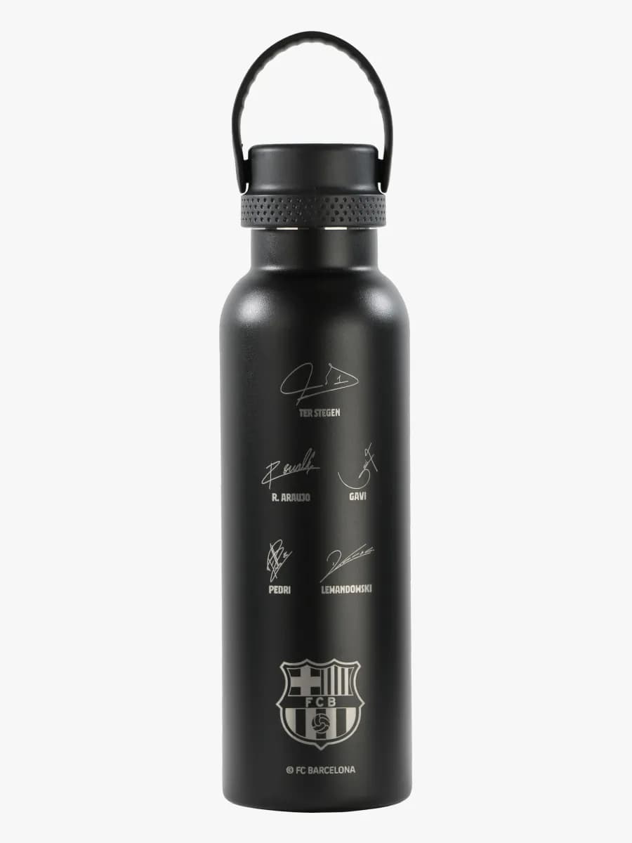 FC Barcelona Stainless Steel Vattenflaska 600ml, Svart