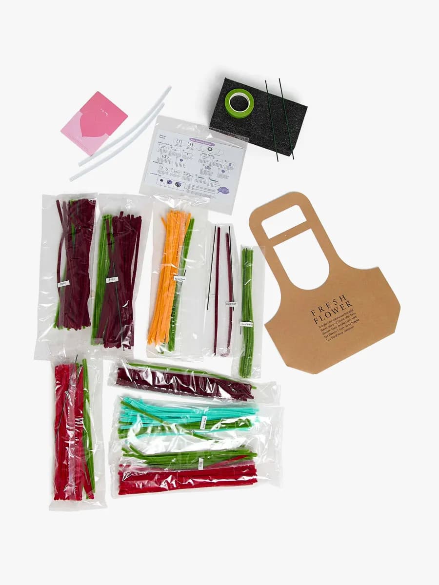 Fippla DIY-set Blombukett med Piprensare 21 Delar, Röd