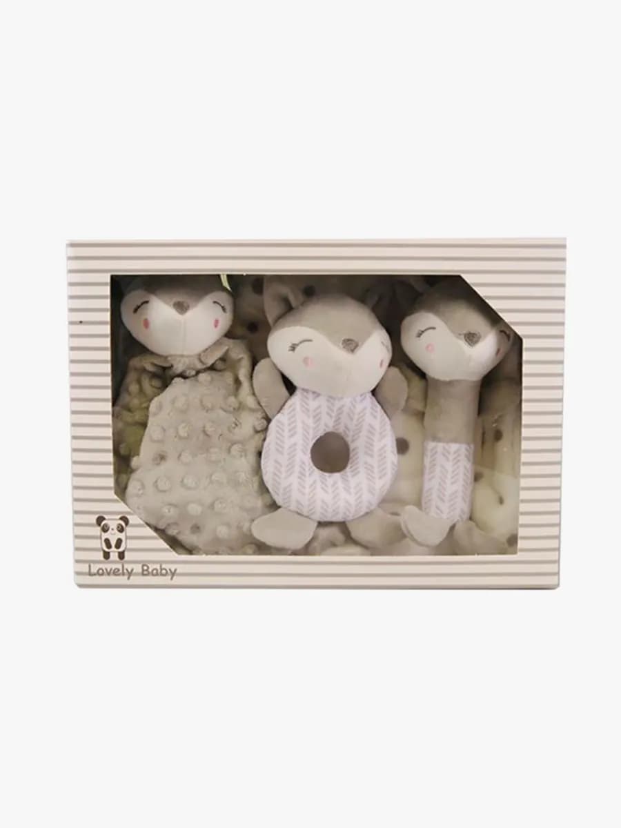 Fleecefilt och Gosedjur Giftset Räv, Grå