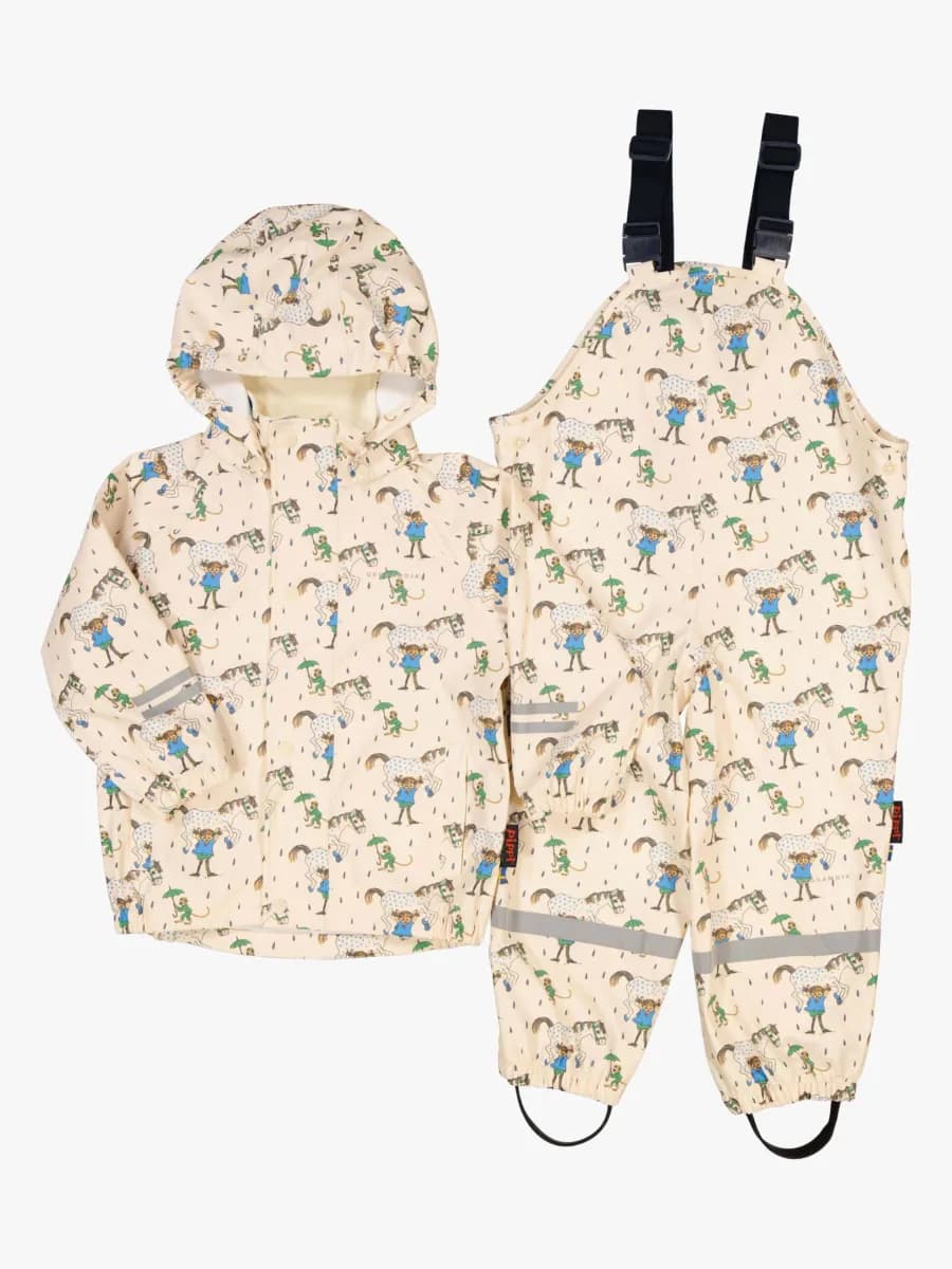 Geggamoja Fodrat Regnställ Pippi Långstrump, Beige, 86-92