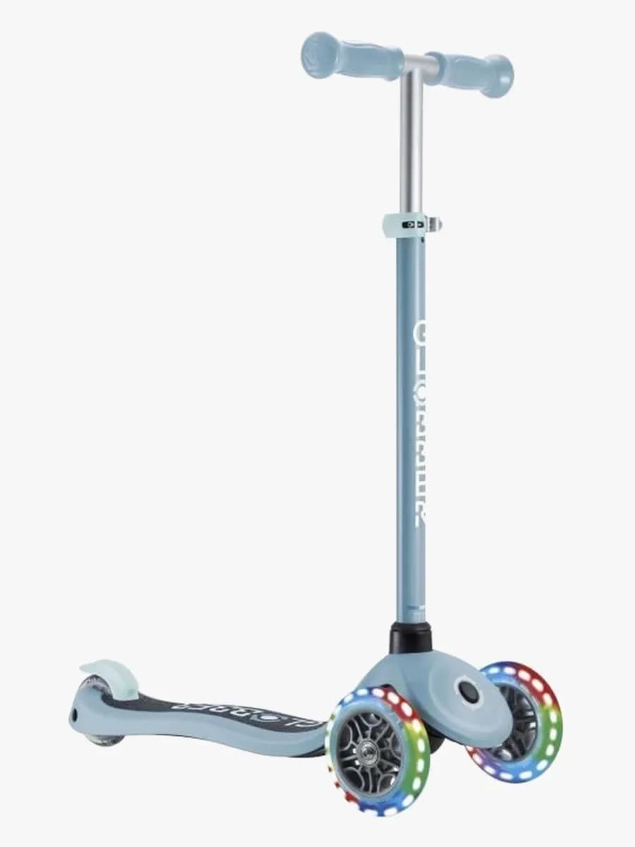 Globber Primo Hopfällbar Lights V2 3-hjulig Sparkcykel, Blågrön