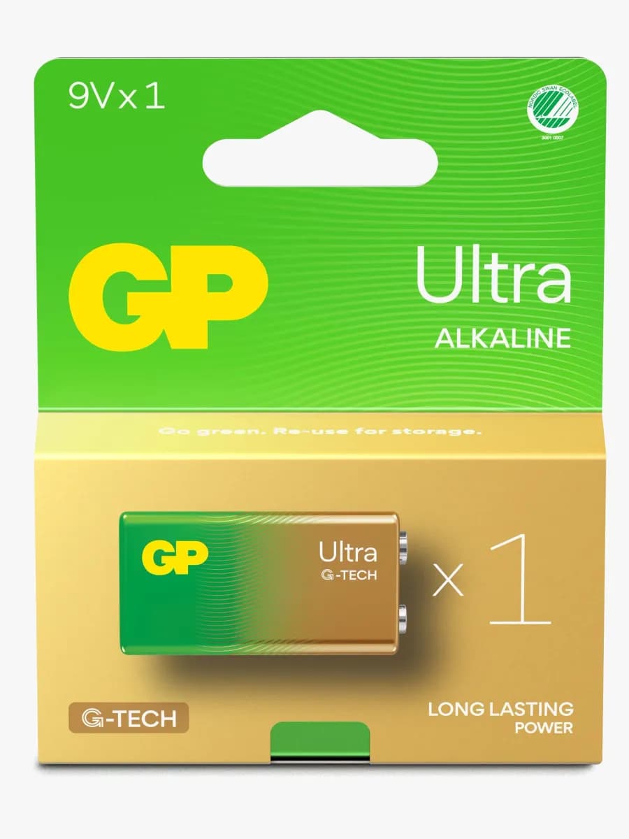 GP Ultra Alkaline G-TECH 9V Batteri Svanenmärkt 1-Pack