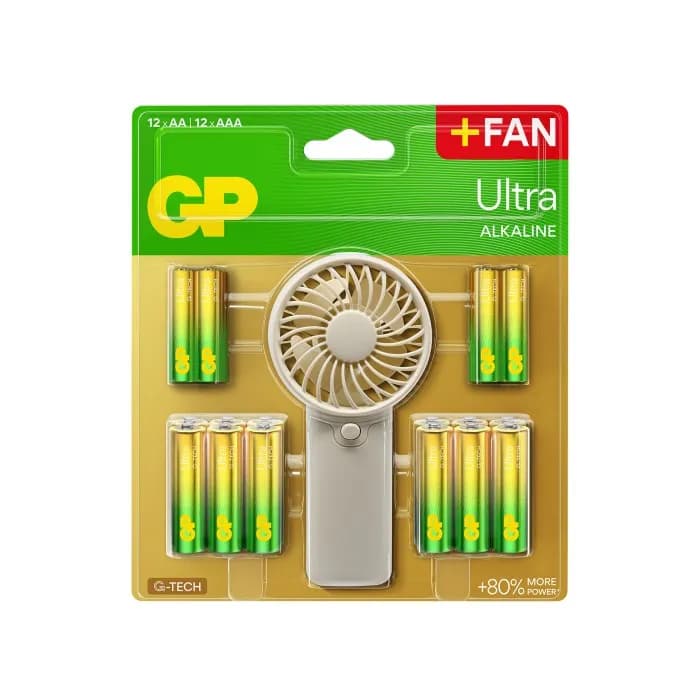 GP Ultra batterier + handfläkt