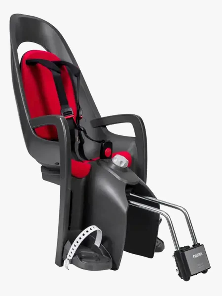 Hamax CARESS Cykelsits med Låsbart Ramfäste, Dark Grey/Red