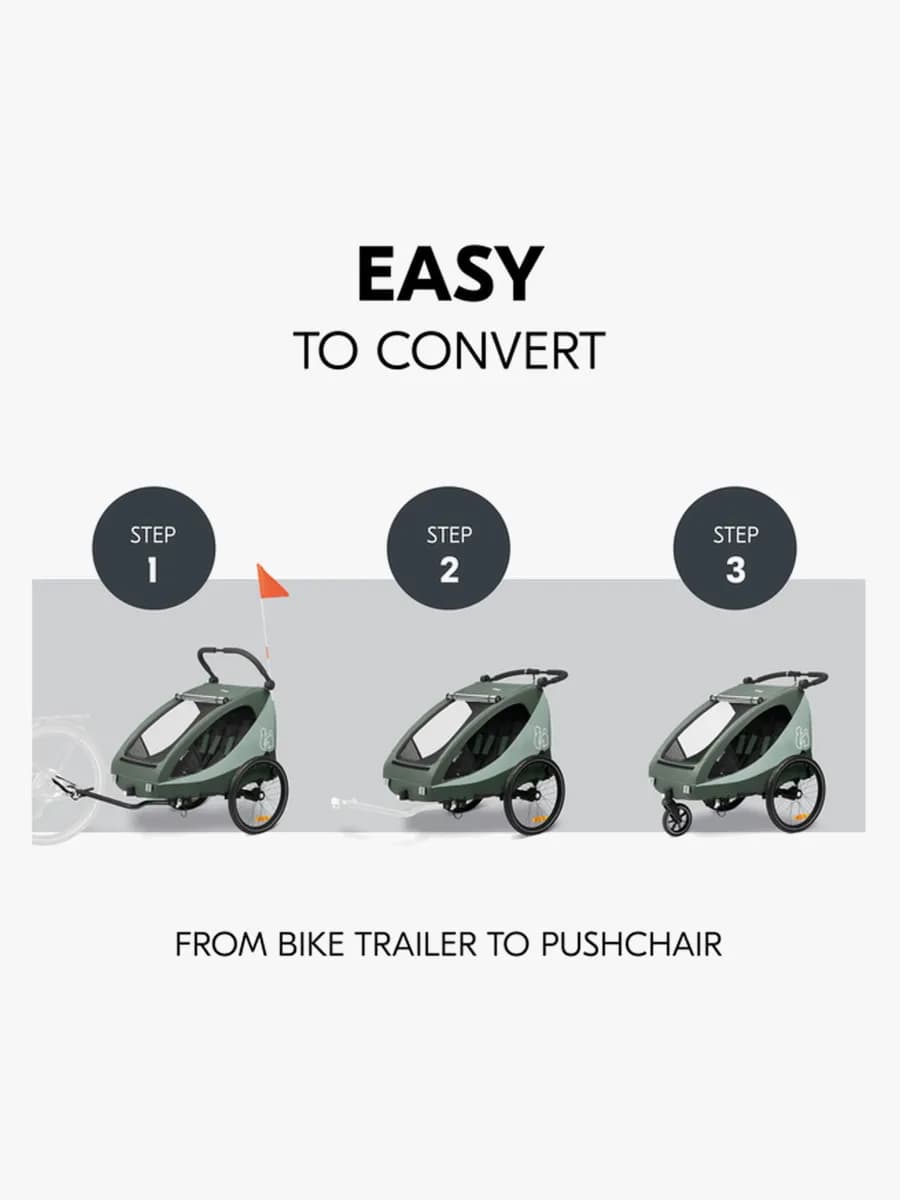 Hauck Dryk Duo Plus Cykelvagn, Dark Green