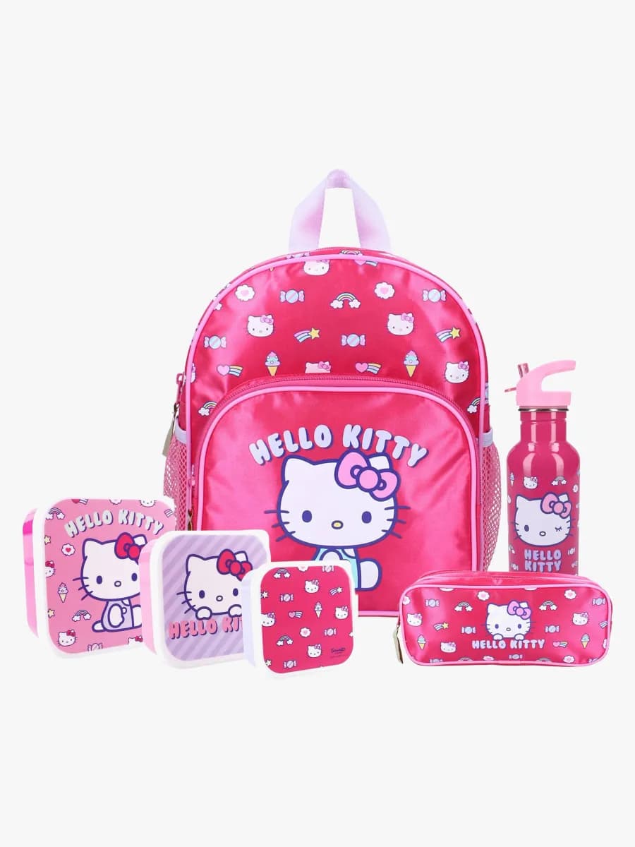 Hello Kitty Ryggsäck, Pennfodral, Flaska &  Snackbox, Follow The Rainbow