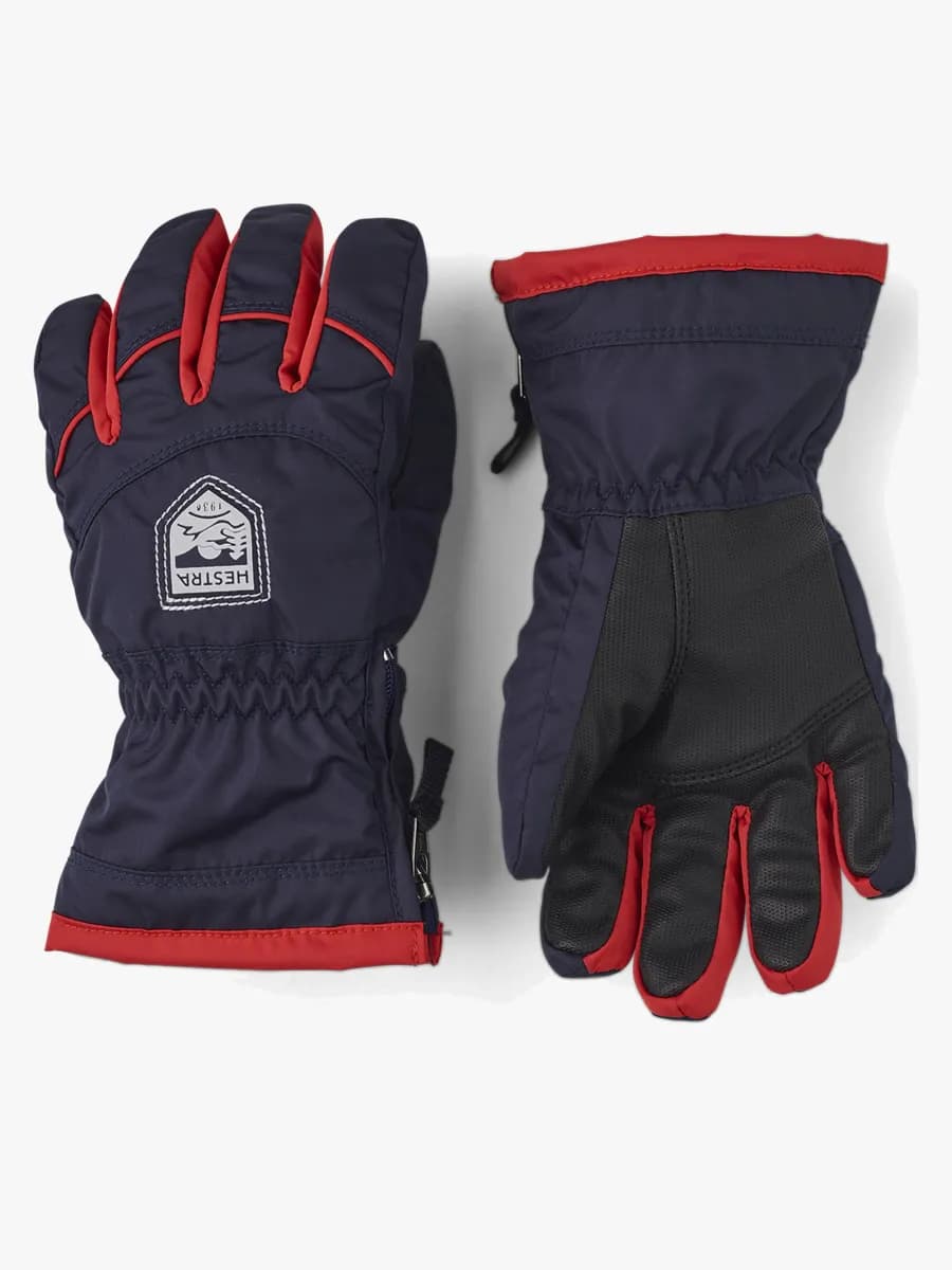 Hestra Sarri Zip JR Handskar, Mörk Marin/Ljusröd, 7