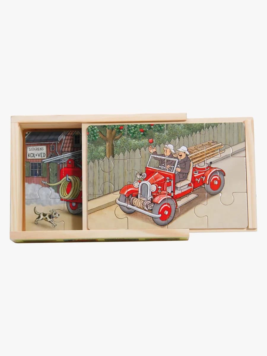 Hjelm Förlag Pussel Brandbilar 4-pack, 4x12 bitar