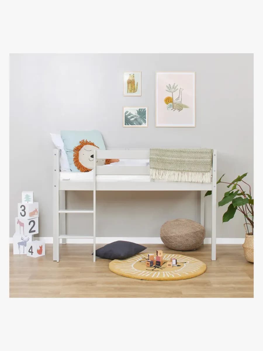 Hoppekids ECO Comfort  Halvhög Loftsäng 70x160, Dove Grå, Barnsäng, Juniorsäng