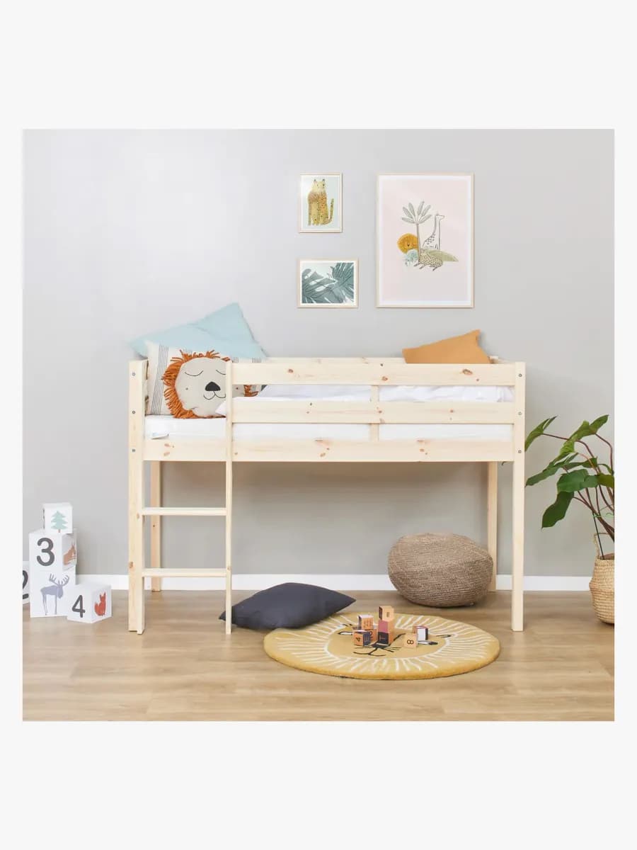 Hoppekids ECO Comfort  Halvhög Loftsäng 70x160, Trä, Barnsäng, Juniorsäng