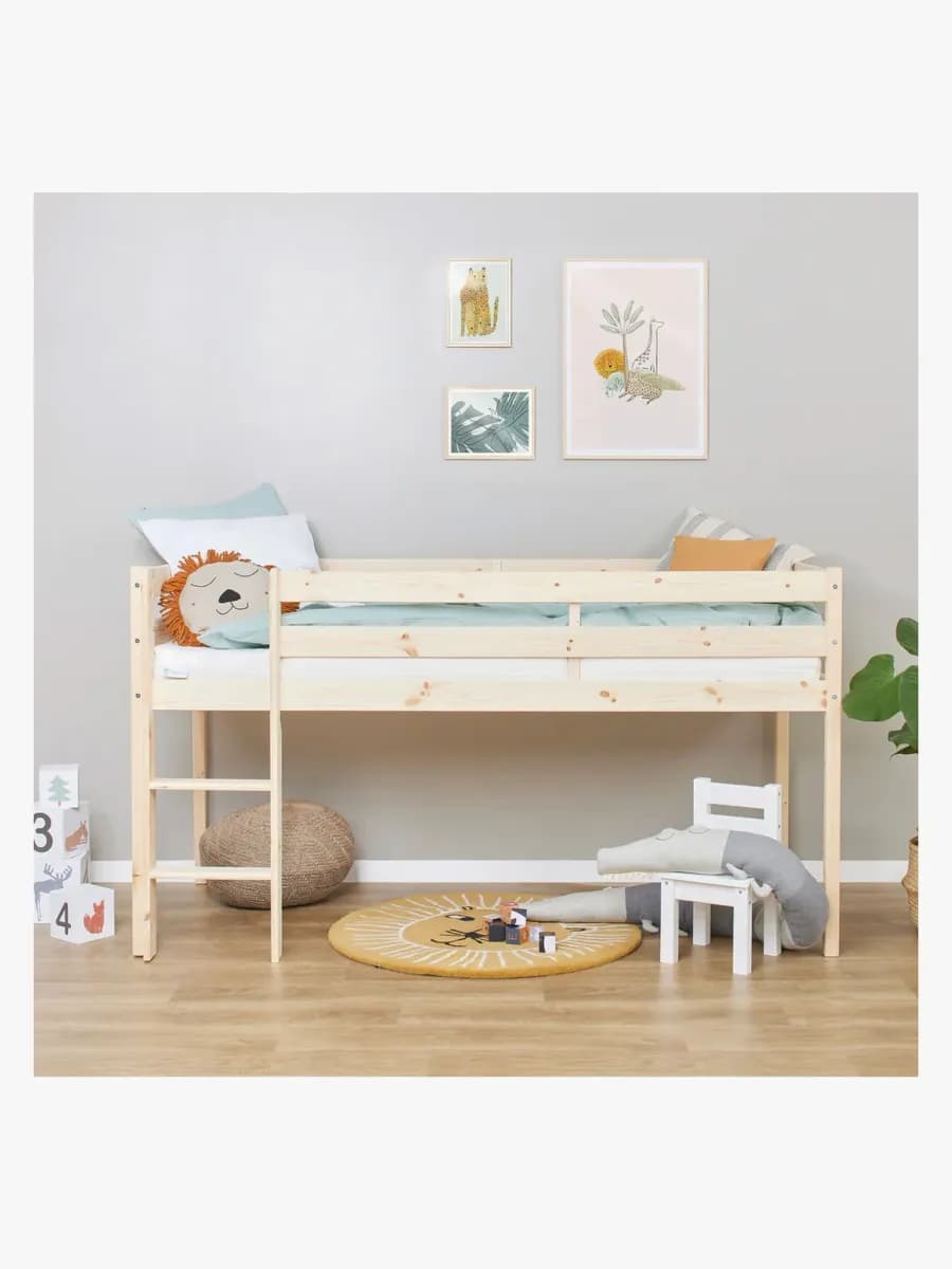 Hoppekids ECO Comfort  Halvhög Loftsäng 90x200, Trä, Barnsäng, Juniorsäng